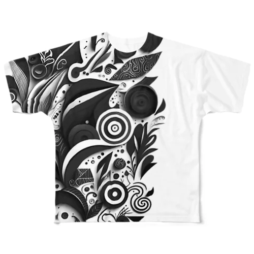 Black Geometry＃001 All-Over Print T-Shirt