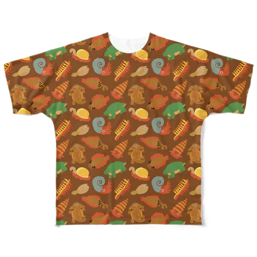 古生物柄 All-Over Print T-Shirt