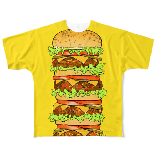 【Burger High】 Extra-BIG Burger フルグラフィックTシャツ