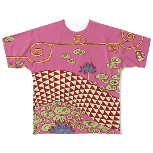 ミツウロコに乗って｜スタジオクゥ All-Over Print T-Shirt