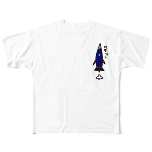 手書きロケット All-Over Print T-Shirt