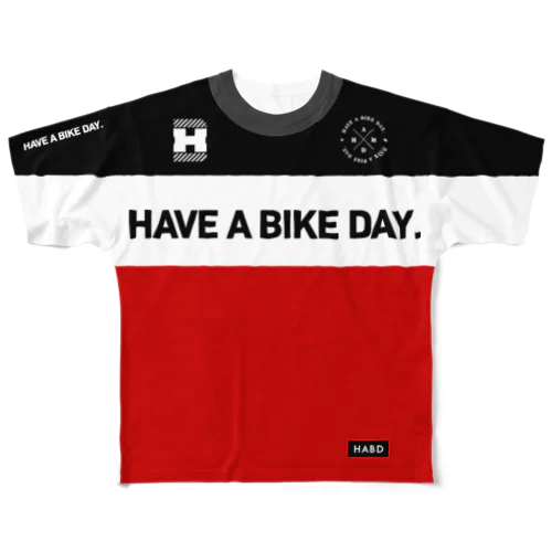 HABDmoto(Black/White/Red) フルグラフィックTシャツ