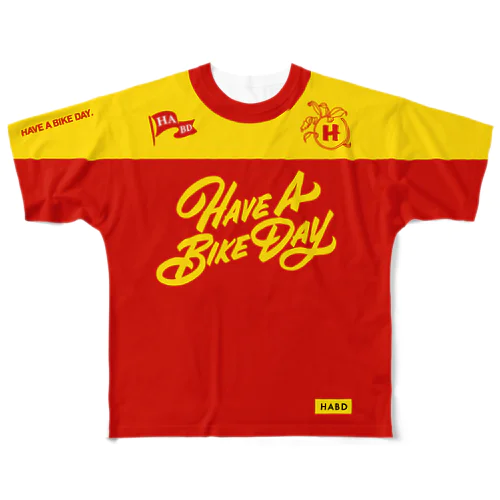 HABDmoto(Yellow/Red) フルグラフィックTシャツ