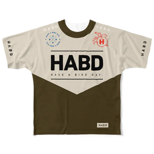 HABDmoto(Beige/Khaki) フルグラフィックTシャツ