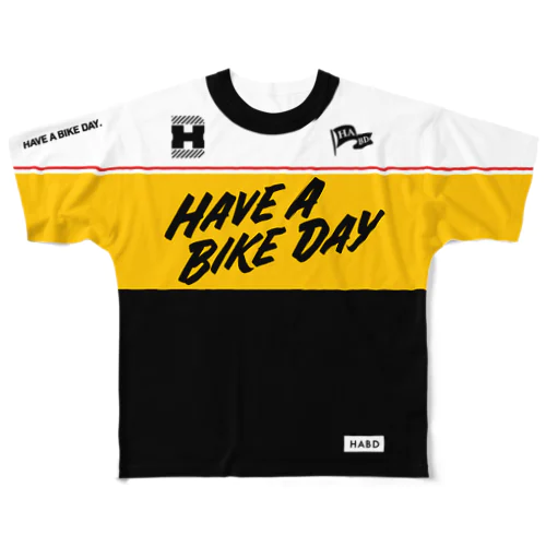 HABDmoto(White/Yellow/Black) フルグラフィックTシャツ