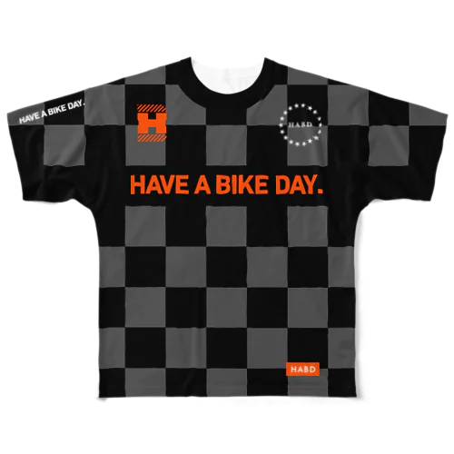 HABDmoto(BLACK/GRAY/ORANGE) フルグラフィックTシャツ