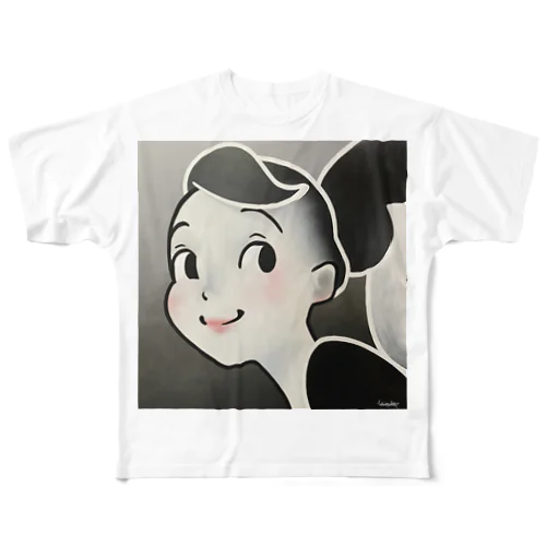 モノクロクラリ All-Over Print T-Shirt