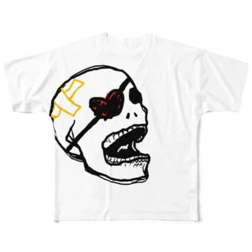 眼帯した骨 All-Over Print T-Shirt