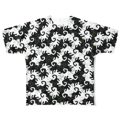 猫パンチ白猫&黒猫 All-Over Print T-Shirt