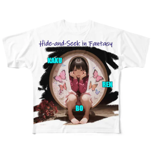 かくれんぼ　Hide-and-Seek All-Over Print T-Shirt