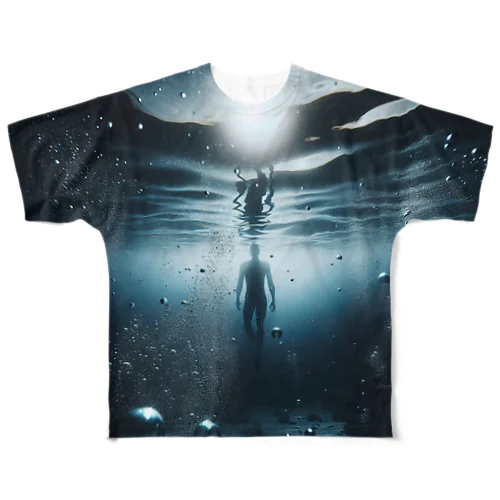 水の底（AI生成） フルグラフィックTシャツ