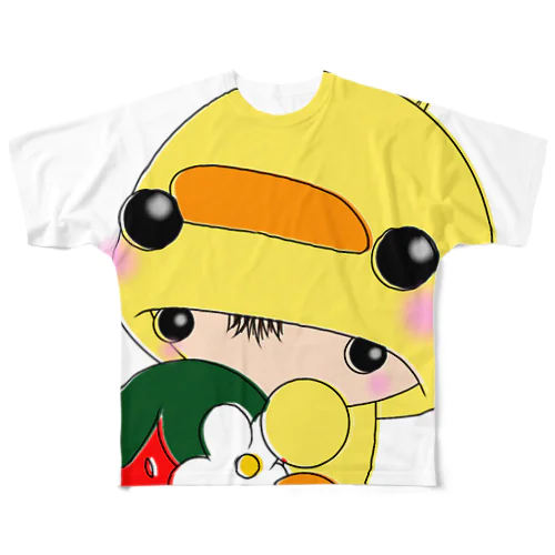 イチゴ抱っこのひよこベビーちゃん All-Over Print T-Shirt