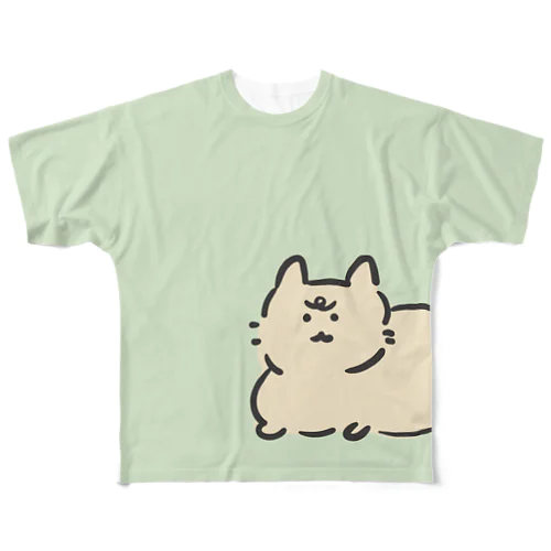 ひょっこりwan or nyan カラー フルグラフィックTシャツ