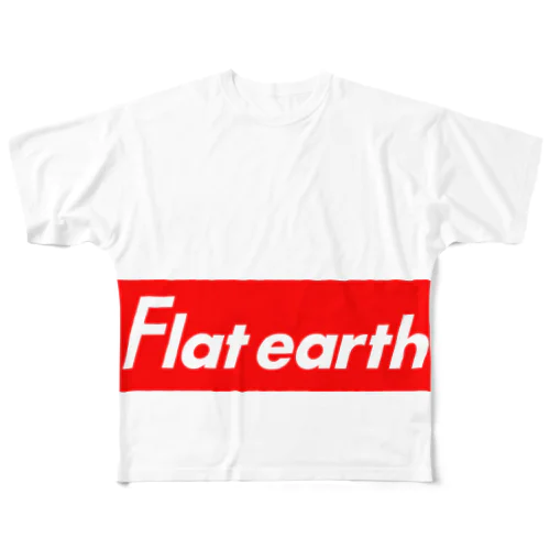 Flatearth Box Logo (RED) フラットアース ボックスロゴ(レッド) All-Over Print T-Shirt