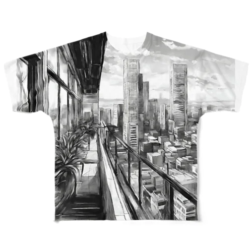 摩天楼の夢織り All-Over Print T-Shirt