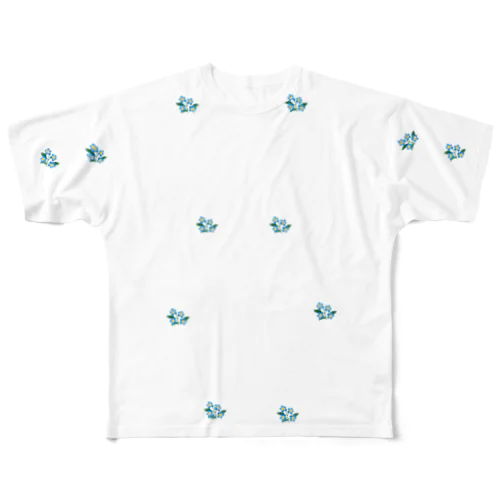 勿忘草の小花柄Ｔシャツ All-Over Print T-Shirt