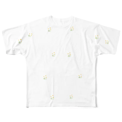 カモミールの小花柄Ｔシャツ 풀그래픽 티셔츠