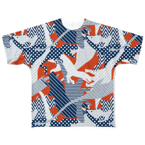 恐竜カモ　オレンジ All-Over Print T-Shirt
