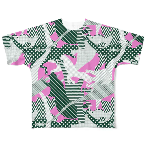 恐竜カモ　ピンク All-Over Print T-Shirt