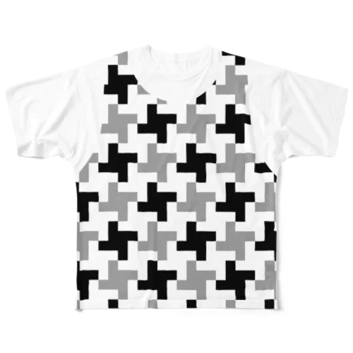 千鳥格子　(前面プリント)　レイヤード フルグラフィックTシャツ