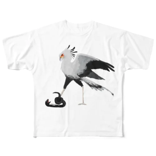 ヘビクイワシとヘビ All-Over Print T-Shirt
