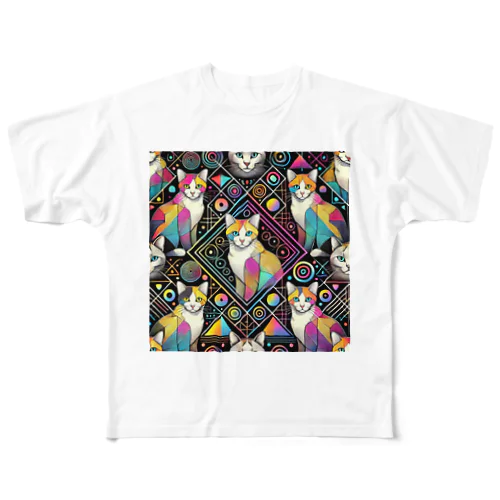 カラフルなネコの物語 All-Over Print T-Shirt