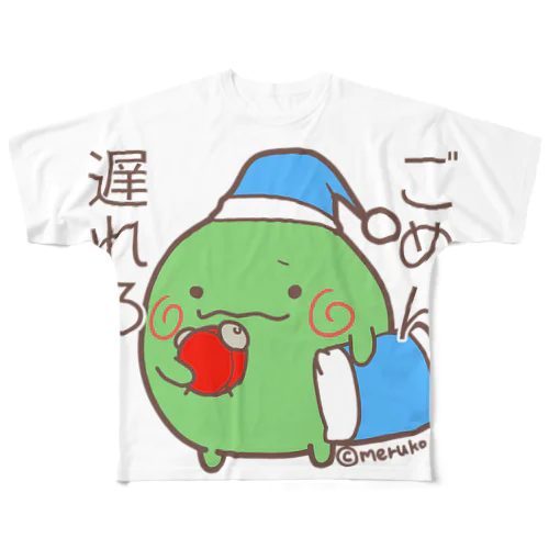 寝過ごしちゃったこけだまま フルグラフィックTシャツ