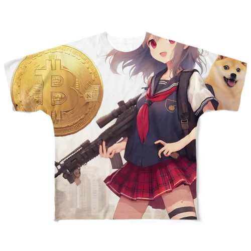 柴犬、ビットコイン、終わる世界と女子高生。 フルグラフィックTシャツ