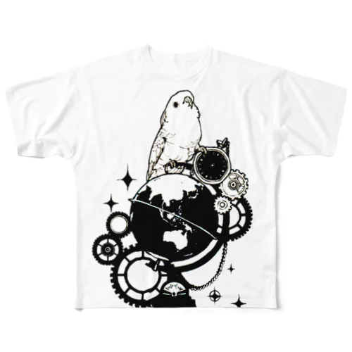 オウムと地球儀 All-Over Print T-Shirt
