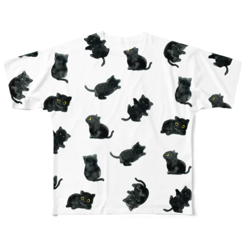 黒猫Tシャツ フルグラフィックTシャツ