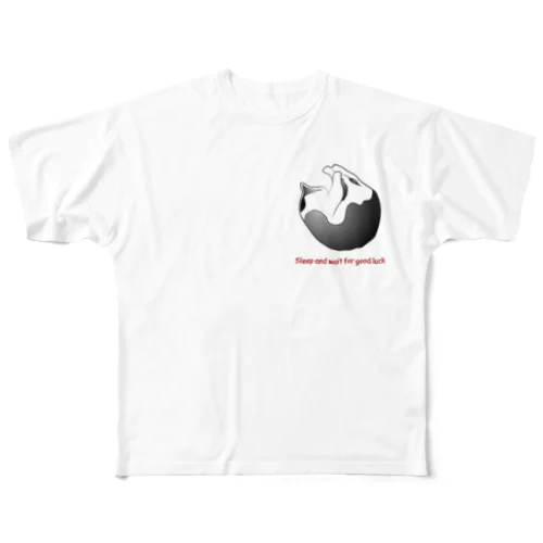 白黒猫：まんまる(ワンポイント) フルグラフィックTシャツ