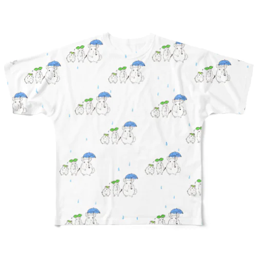 雨の日の小動物 All-Over Print T-Shirt