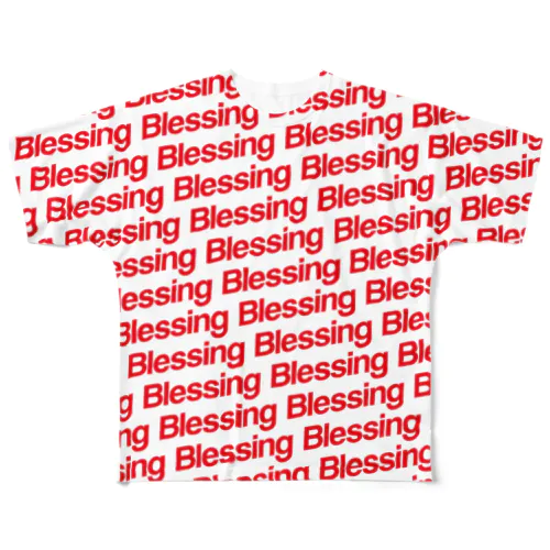 Blessing 総柄Logo T/Red×White All-Over Print T-Shirt