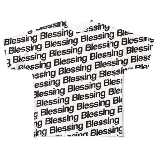 Blessing 総柄Logo T/Black×White All-Over Print T-Shirt