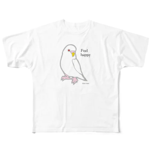 ハッピーインコ・セキセイアルビノ All-Over Print T-Shirt