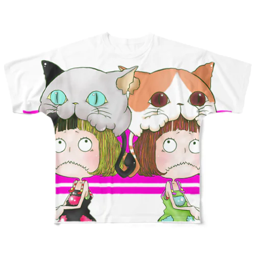 ガブねこズ 背中合せ All-Over Print T-Shirt