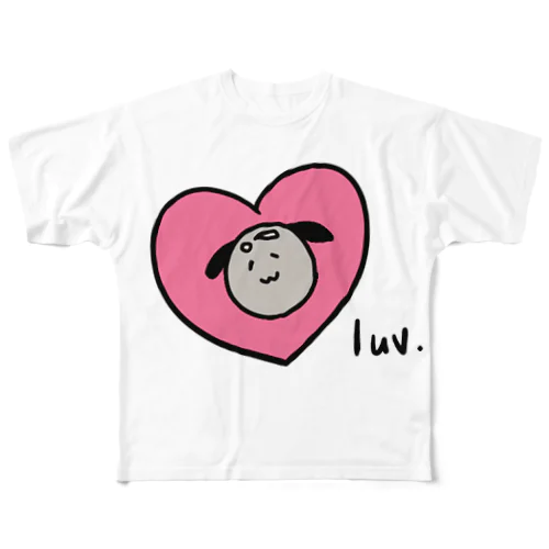 はげ犬くんハート All-Over Print T-Shirt