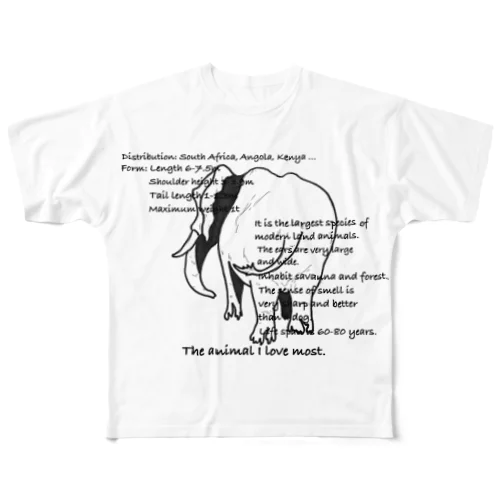 data Tシャツ（African elephant） フルグラフィックTシャツ