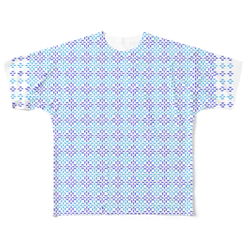 sashiko ライトブルー×パープル All-Over Print T-Shirt