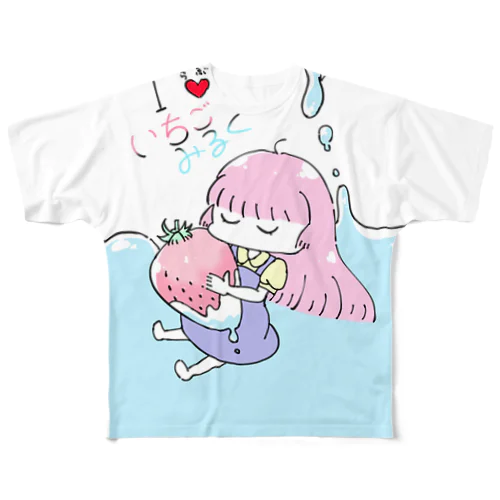 ゆるかわ　あいらぶいちごみるく フルグラフィックTシャツ