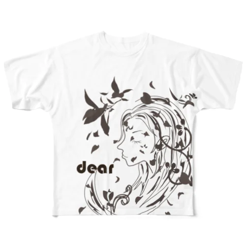 シルエットアート　花びら All-Over Print T-Shirt