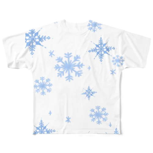 雪の結晶(青/縦) All-Over Print T-Shirt