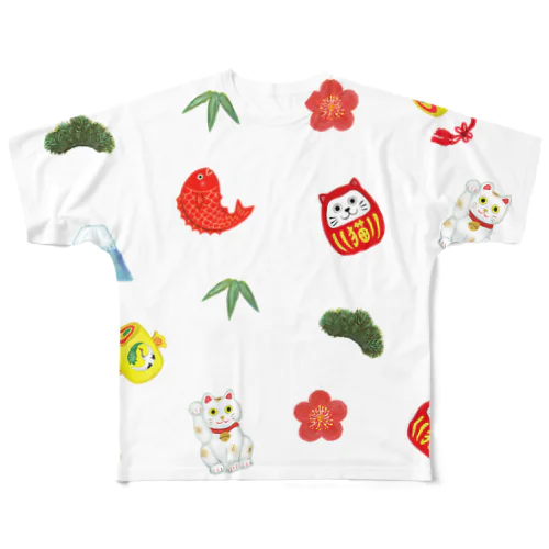 縁起物Mix All-Over Print T-Shirt