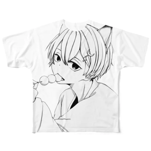 お団子狐(白) All-Over Print T-Shirt