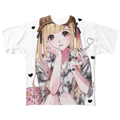 金髪地雷ちゃん All-Over Print T-Shirt