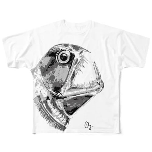 ホウライエソ（モノクロ） All-Over Print T-Shirt