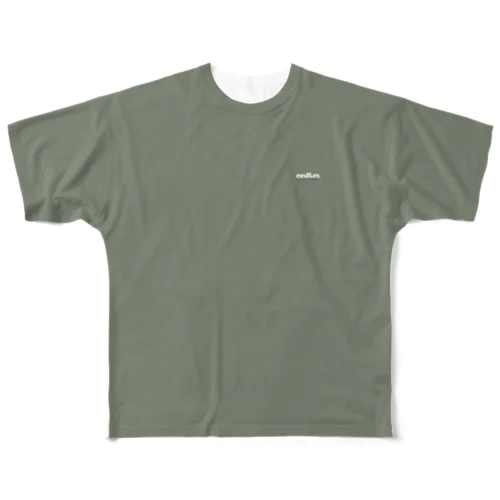 STAY HOP(M)E +mknロゴ olive フルグラフィックTシャツ
