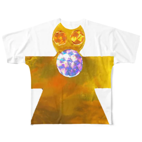 メタリックお守り宇宙人フルグラフィックＴシャツ All-Over Print T-Shirt