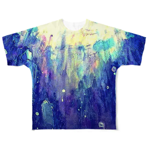 水彩画「濃深海」 All-Over Print T-Shirt