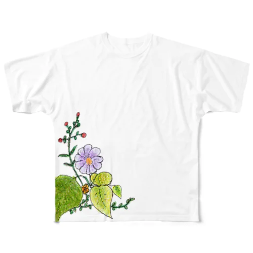 花飾り All-Over Print T-Shirt